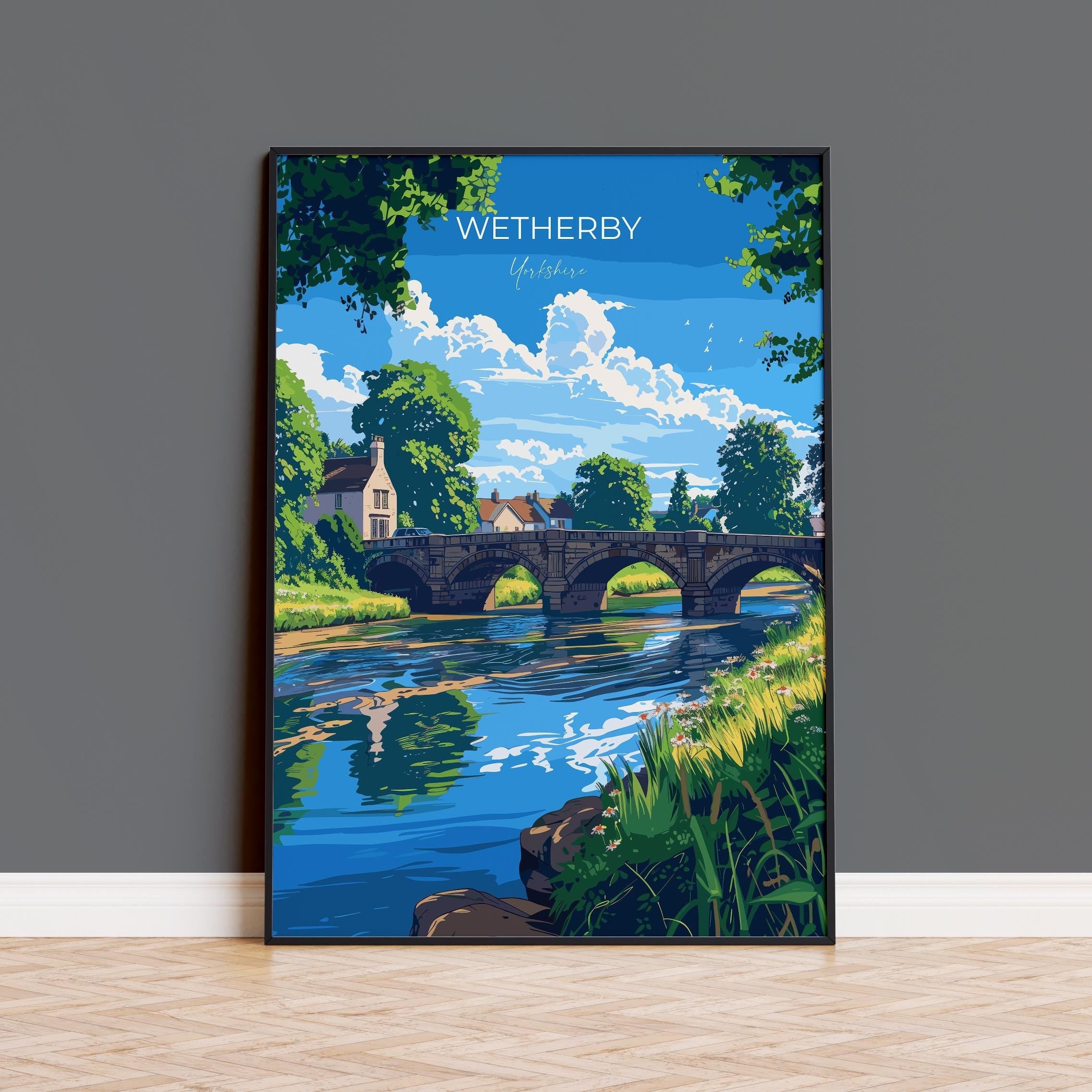 Wetherby Travel Print Wall Art, Travel Poster of Wetherby, Yorkshire, England, Wetherby Art Lovers Gift, England Gift NQ Media Designs