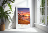 Fuengirola Spain Travel Poster, Costa del Sol Beach Wall Art, Sunset Promenade Print, Spanish Coastal Illustration, Holiday Decor