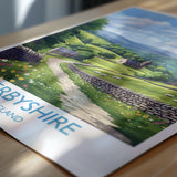 Derbyshire Travel Poster Wall Art, Derbyshire Travel Print, English Countryside Art Gift, Wall Art Print NQ Media Designs