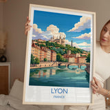 Lyon France Print, Fourvière Wall Art with Border, Vieux Lyon Poster, France Travel Print, Lyon Gift Print