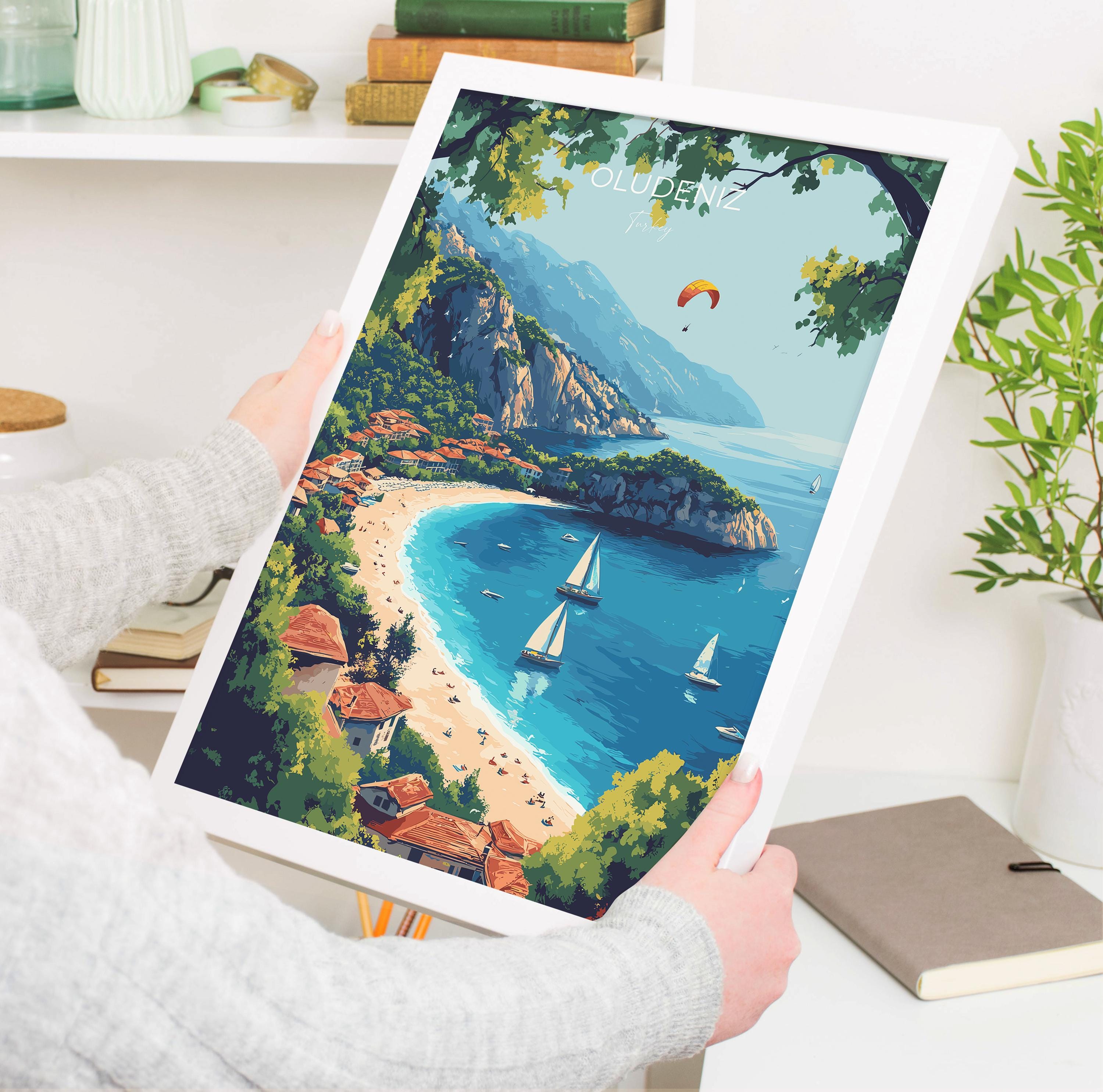 Oludeniz Travel Poster Wall Art, Travel Print of Oludeniz, Turkey Wall Art, Oludeniz Art Lovers Gift, Wall Art Print NQ Media Designs