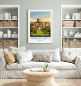 Windsor Castle Print, Berkshire Wall Art with Border, Royal Castle Poster, English Travel Print, Windsor Gift Print