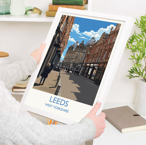 Leeds Travel Wall Art Print, Travel Poster of Leeds,West Yorkshire Wall Print, English City Art Gift