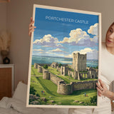 Portchester Castle Poster, Hampshire Wall Art, Norman Castle Print, England Travel Poster, Portchester Gift