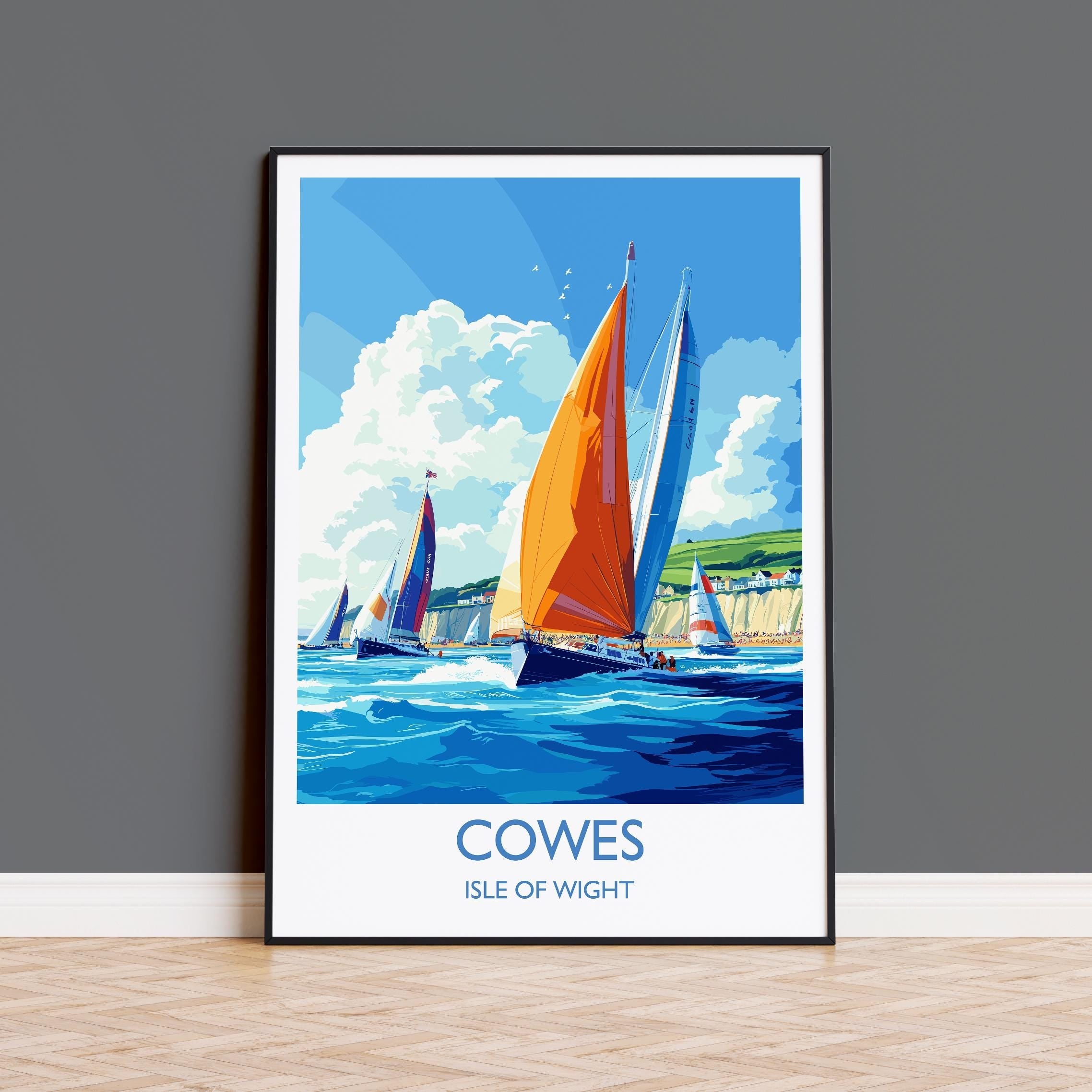Cowes Travel Print Wall Art, Travel Poster of Cowes, Cowes Gift, Cowes Art, Sailing Art, Isle of Wight Gift, NQ Media Designs