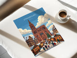 Strasbourg Christmas Market Poster, Alsace Winter Wall Art, Petite France Print, France Festive Travel Poster, Strasbourg Gift