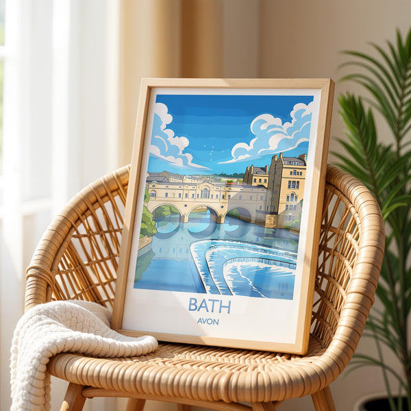 Bath Travel Print, Travel Poster of Bath, England, Cotswolds Art, Bath Gift, Avon Wall Art Print