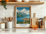 Malcesine Print, Lake Garda Wall Art with Border, Scaliger Castle Poster, Italy Travel Print, Malcesine Gift Print