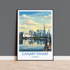 Canary Wharf London Travel Poster, Royal Victoria Dock Wall Art, London Skyline Print, O2 & Cable Car, East London Travel Poster