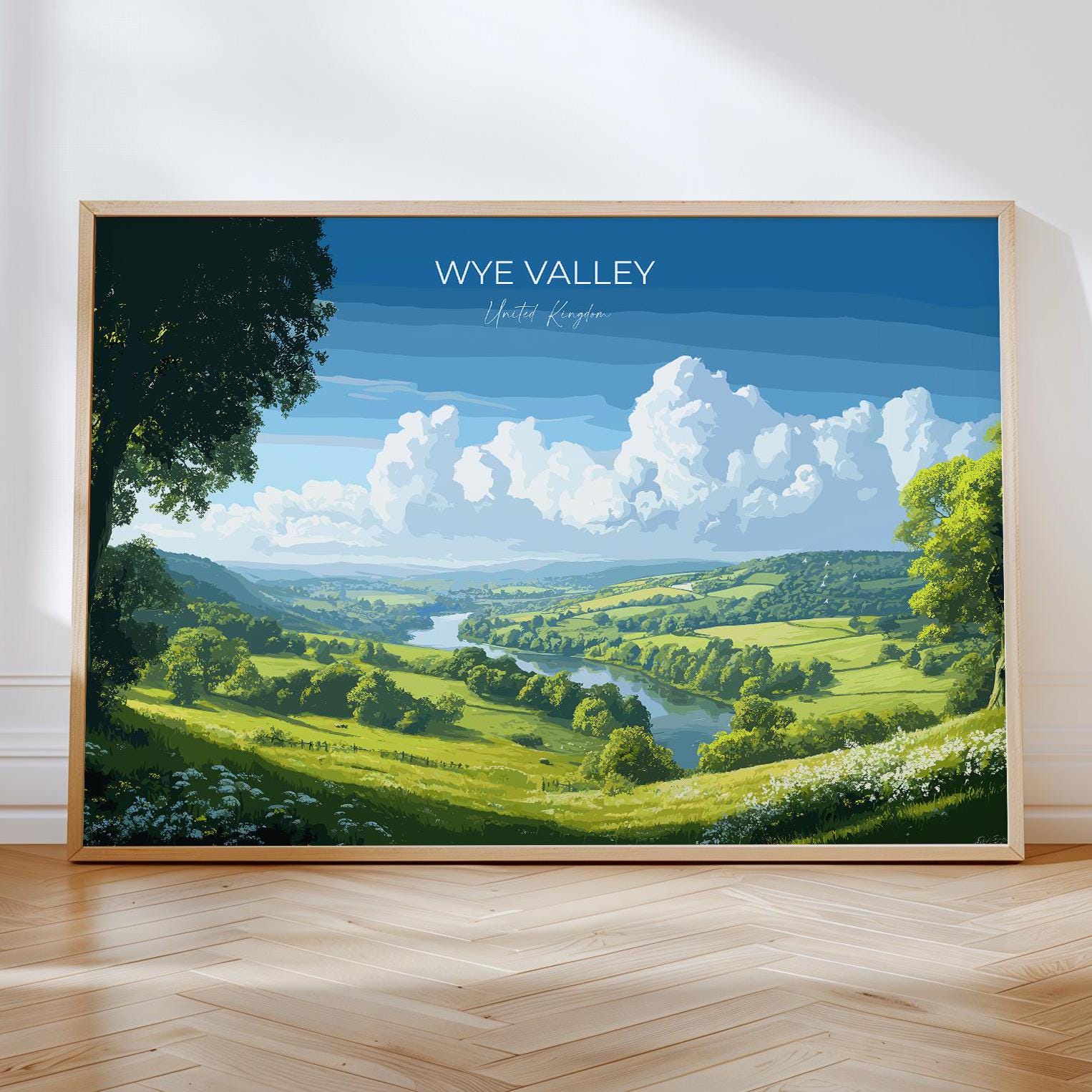 Wye Valley Landscape Travel Poster Wall Art, Wye Valley Travel Print, English Countryside Art Gift, Wall Art Print NQ Media Designs