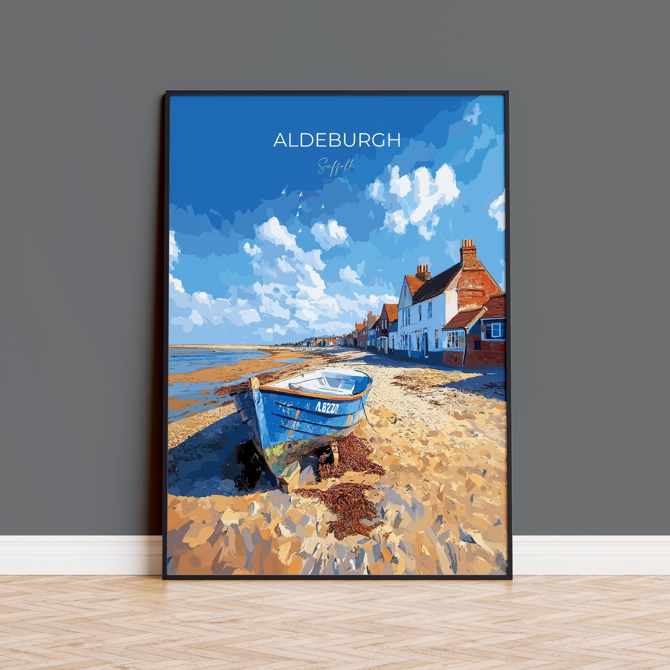 Aldeburgh Travel Poster, Travel Print of Aldeburgh, Aldeburgh Art Lovers Gift, Suffolk Coast Wall Art NQ Media Designs
