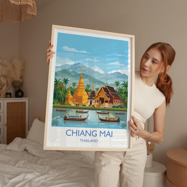 Chiang Mai Travel Print, Travel Poster of Chiang Mai, Thailand, Chiang Mai Art Lovers Gift, Wall Art Print