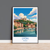 Lyon France Print, Fourvière Wall Art with Border, Vieux Lyon Poster, France Travel Print, Lyon Gift Print