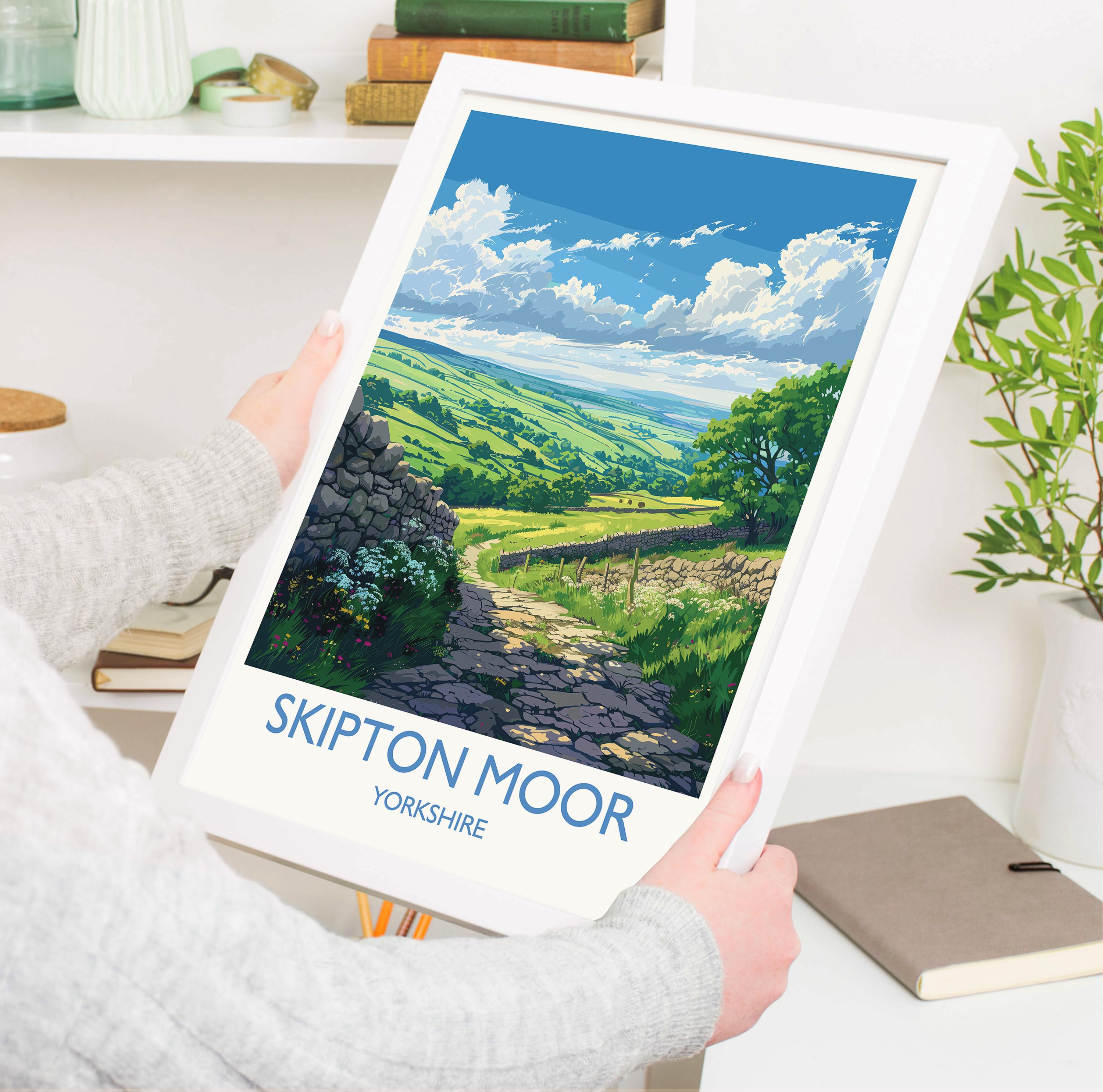 Skipton Moor Travel Print Wall Art, Travel Poster of Skipton Moor, Skipton Art Print, North Yorkshire Wall Print, Yorkshire Art Lovers Gift NQ Media Designs