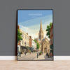 Chichester Cathedral Travel Print, Chichester High Street Clock Tower Wall Art, West Sussex City Poster, Historic England, Vintage Style UK