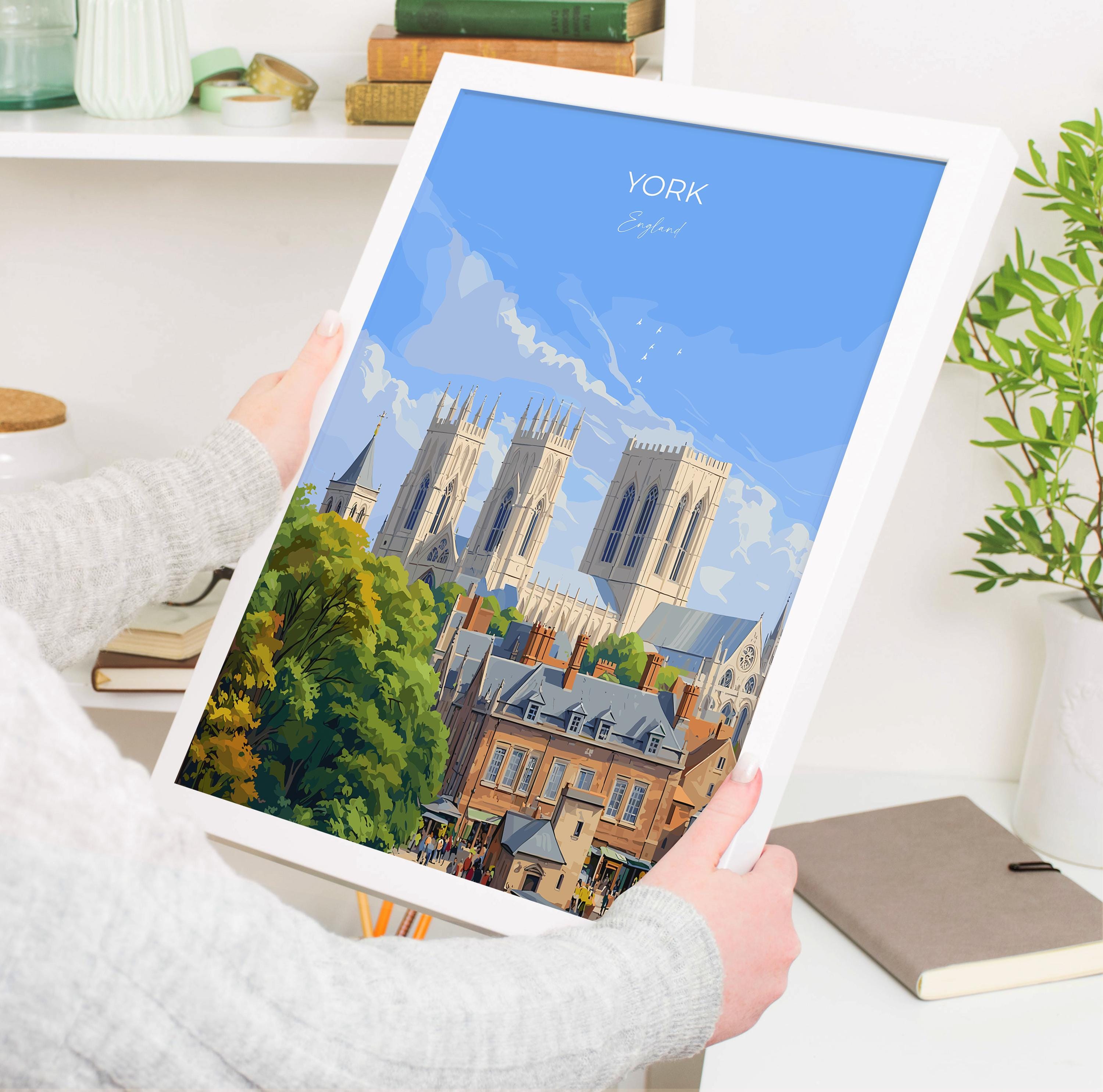 York Travel Print Wall Art, City of York Travel Poster, English Cities Art Gift, Wall Art Print NQ Media Designs