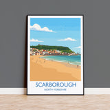 Scarborough Beach Travel Print, Travel Poster of Scarborough, North Yorkshire Gift, England, Scarborough Gift, Wall Art Print NQ Media Designs