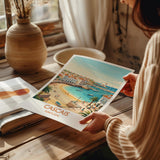 Cascais Portugal Travel Poster, Portuguese Coast Wall Art, Seaside Town Print, Atlantic Ocean Landscape Illustration, Europe Decor