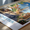 Chichester Travel Poster Wall Art, West Sussex Travel Print, English Countryside Art Gift, Wall Art Print