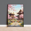 Kyoto Japan Travel Print, Cherry Blossom Temple Wall Art, Japanese Landscape Poster, Sakura Illustration, Asia Decor, Kyoto Gift