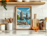 Tower Bridge Travel Print, Travel Poster of Tower Bridge, London Poster, Tower Bridge Gift, London City Art, London Art UK Travel Gift NQ Media Designs