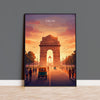 Delhi India Travel Print, India Gate Wall Art, New Delhi Landmark Poster, Monument Sunset Illustration, Vintage Style Asia, India Gift