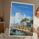 Charlestown Travel Poster, Travel Print of Charlestown, England, Cornwall Art, Charlestown Art Lovers Gift, Wall Art Print NQ Media Designs