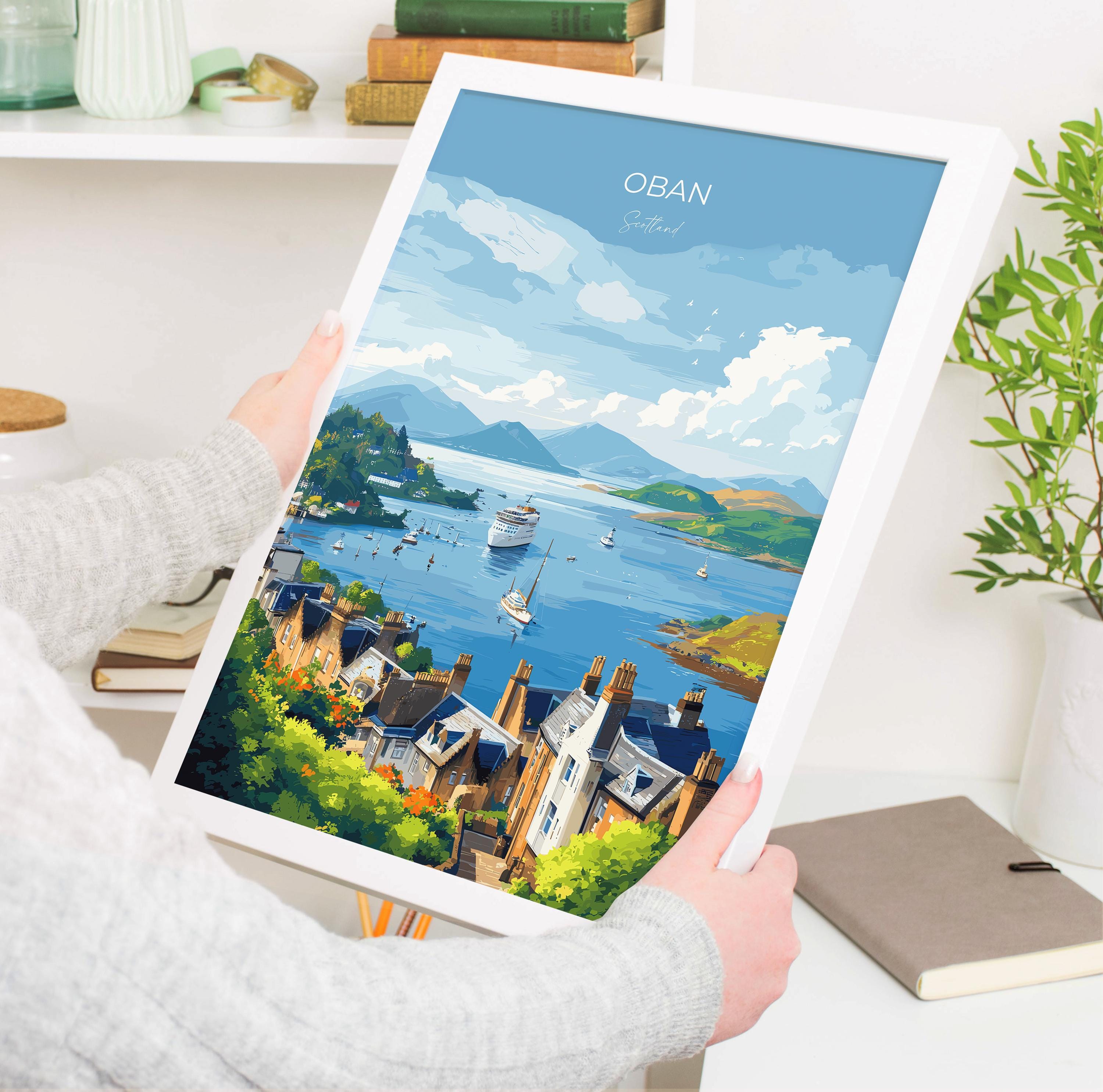 Oban Scotland Travel Poster – Coastal Wall Art, Argyll and the Isles Print, Scottish Landscape Decor Gift NQ Media Designs