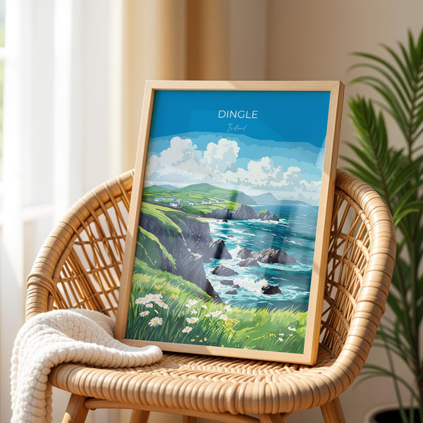 Dingle Print, Travel Poster of Dingle, County Kerry Art, Ireland Coast, Travel Wall Art Gift