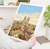 Beverley Minster Travel Poster, Beverley Yorkshire Wall Art, Historic Market Town Print, Gothic Cathedral Illustration, Beverley Gift