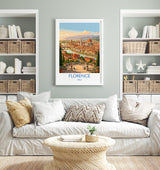 Florence Italy Travel Poster, Piazzale Michelangelo View, Florence Skyline Wall Art, Duomo Print, Tuscany Vintage Travel Poster