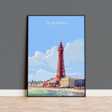 Blackpool Travel Print Wall Art, Travel Poster of Blackpool, England, Lancashire Seaside Art Lovers Gift, Travel Art Gift NQ Media Designs