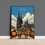 Cologne Christmas Market Travel Poster | Rhineland, Germany Wall Art