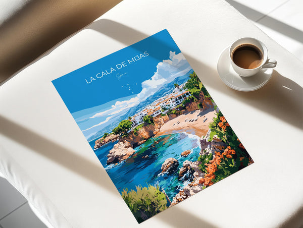 La Cala de Mijas Travel Print, Travel Poster of La Cala de Mijas, Spain, Malaga Gift, Spain Gift Art, Wall Art Print