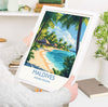 Maldives Travel Print, Travel Poster of Maldives, Indian Ocean Island Art, Maldives Wall Art Gift,