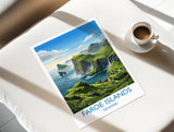 Faroe Islands Denmark Travel Poster, Faroe Islands Wall Art, Nordic Landscape Print, Dramatic Cliffs & Villages, Scandinavian Travel Decor