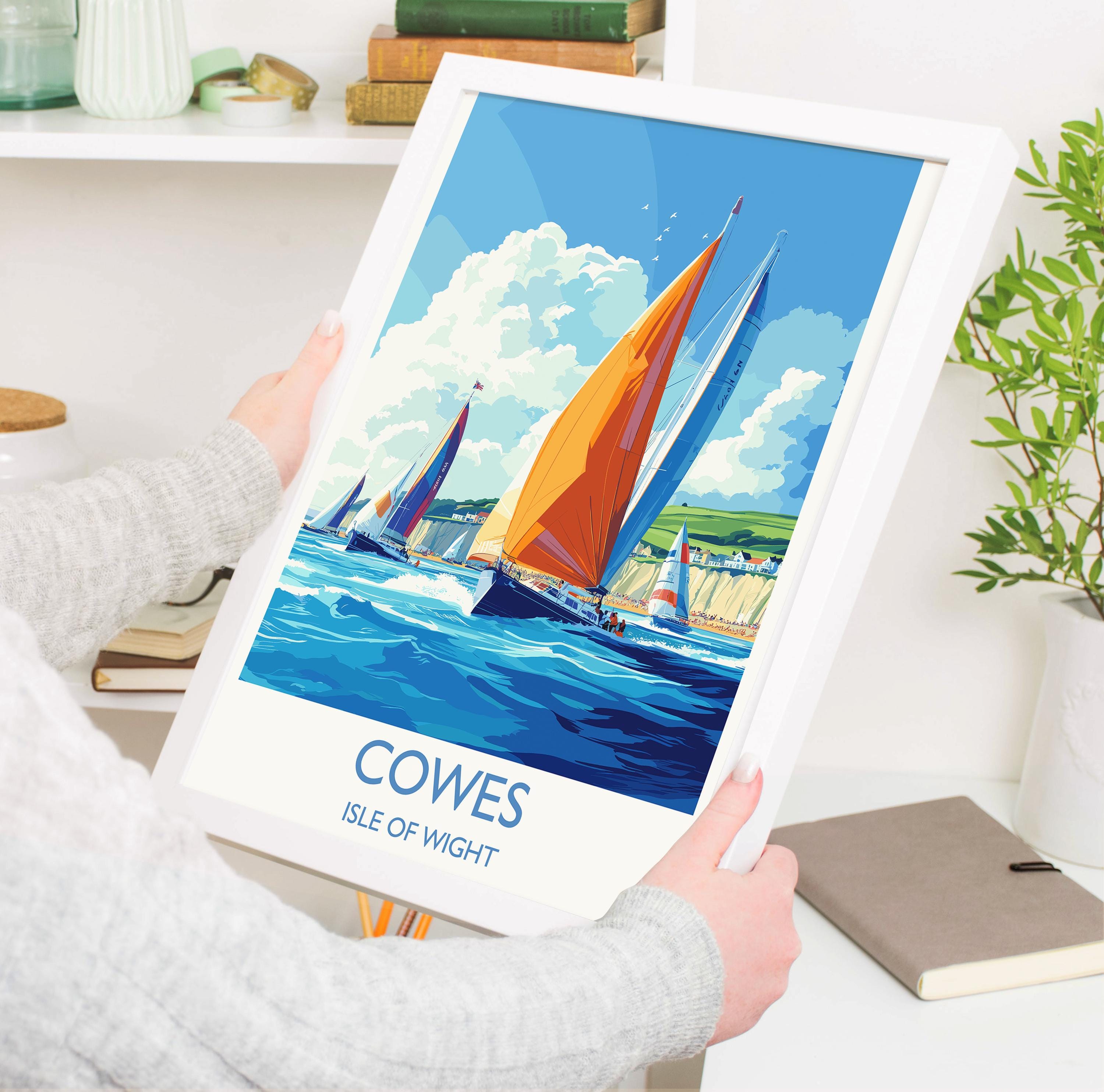 Cowes Travel Print Wall Art, Travel Poster of Cowes, Cowes Gift, Cowes Art, Sailing Art, Isle of Wight Gift, NQ Media Designs