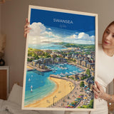 Swansea Poster, Mumbles Wall Art, Welsh Coast Print, Wales Travel Poster, Swansea Gift