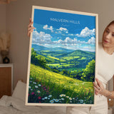 Malvern Hills Travel Print Wall Art, Malvern Hills Travel Poster, English Countryside Art Gift, Wall Art Print NQ Media Designs