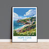 Hope Cove Travel Print, Travel Poster of Hope Cove, England, Devon Art, Hope Cove Art Lovers Gift, Wall Art Print NQ Media Designs