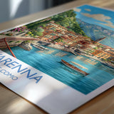 Varenna Lake Como Print, Italian Lakes Wall Art with Border, Lombardy Poster, Italy Travel Print, Varenna Gift