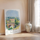 Chatsworth Travel Print Wall Art, Travel Poster of Chatsworth, England, Peak District Art Lovers Watercolour Gift, English Countryside NQ Media Designs
