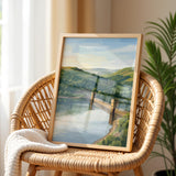 Derwent Reservoir Dam Travel Print, Peak District Wall Art, Ladybower Dam Poster, Derbyshire Landscape Illustration, UK Nature Decor NQ Media Designs