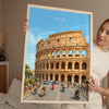 Rome Colosseum Travel Print, Rome Italy Wall Art, Ancient Roman Architecture Poster, Historic Landmark Illustration, Europe Decor, Rome Gift