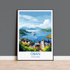 Oban Wall Art Print – Scenic Scotland Travel Poster, Harbour & Coastal Illustration, Gift for Travel Lovers