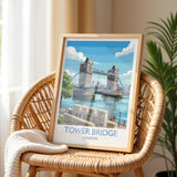Tower Bridge Travel Print, Travel Poster of Tower Bridge, London Poster, Tower Bridge Gift, London City Art, London Art UK Travel Gift NQ Media Designs