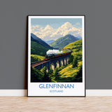 Glenfinnan Viaduct Travel Print Wall Art, Scottish Highlands Art, Railway Bridge Poster, Scotland Landscape, Steam Train Decor Artwork NQ Media Designs