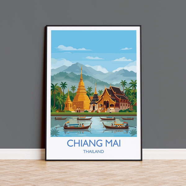 Chiang Mai Travel Print, Travel Poster of Chiang Mai, Thailand, Chiang Mai Art Lovers Gift, Wall Art Print