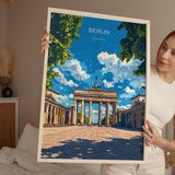 Berlin Travel Poster Wall Art, Travel Print of Berlin, Brandenburg Gate, Berlin Art Lovers Gift, Germany Art Gift NQ Media Designs