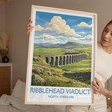 Ribblehead Viaduct Print, Yorkshire Dales Wall Art with Border, Settle Carlisle Railway Poster, England Travel Print, Ribblehead Gift
